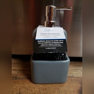 Mainstays Silver and Gray Soap Dispenser with Sponge Holder